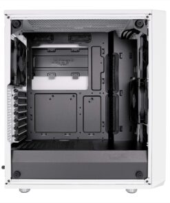 Fractal Design Meshify C - Compact Mid Tower Computer Case - Airflow/Cooling - 2X Fans Included - PSU Shroud - Modular Interior - Water-Cooling Ready - USB3.0 - Tempered Glass Side Panel - White TG 57 91fPAxMjSUL