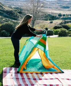 Pacific Play Tents One Touch Tent 48" X 38.5" High, Green/Orange/Blue 33 91fQCcaccFL
