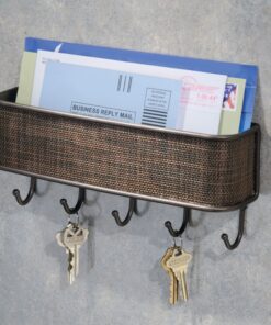 Alternative view of iDesign Twillo Mail and Key Holder, Decorative Wall Mounted Key Rack Organizer Pocket and Letter Sorter Holder for Entryway, Kitchen, Mudroom, Home Office Organization, 10.5" x 2.5" x 4.5", Bronze Mail & Key Rack