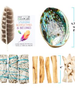 Sage Smudge Kit - White Sage, Palo Santo, Abalone Shell, Smudging Feather | Healing, Purifying, Meditating, Incense, Sage Smudging Kit 25 91fcXGFnh4L