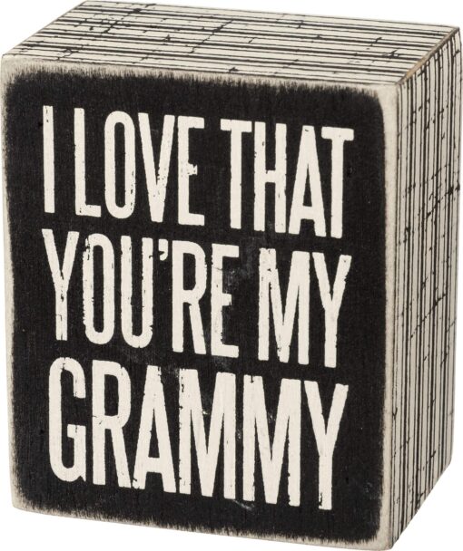 Primitives by Kathy 27215 Pinstripe Trimmed Box Sign, 2.5 x 3-Inches, Grammy