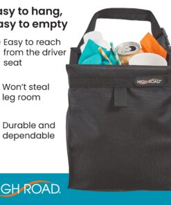 High Road TrashStash Hanging Car Garbage Bag with Push-Close Lid and Waterproof Bin for Car, SUV and Truck Seat Backs - Holds 3 Gallons of Car Trash (Black) Black 15 91fnUTiObjL
