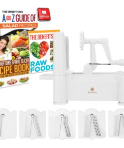 Brieftons 5-Blade Spiralizer: Vegetable Spiral Slicer, Best Veggie Pasta Spaghetti Maker, With 3 Exclusive Recipe eBooks, 100% Lifetime Replacement Warranty White 28 91fnmsL5 L