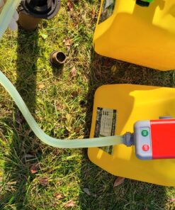 TERA PUMP 4th Gen TRFA01 Fuel Transfer Pump with Auto-Stop for Over-fill Protection (2.4 GPM) 3 Gas Can Adapters, Long Hose, Hand Fuel Pump for E15, E85, Gas, Diesel - Never Lift Heavy Gas Cans again Automatic Gas Can Pump 75 91fujiGNrfL
