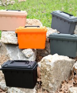 Sheffield 12629 Field Box, Ammo Storage Can and Water Resistant Ammo Can, Bullet Case Designed for Pistol, Rifle, or Shotgun Ammo Storage, Stackable and Lockable Ammo Box, Made in The USA, Black 45 91fvVZcB2sL