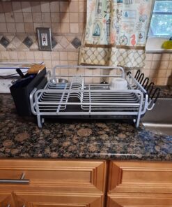 KINGRACK Aluminum Dish Drying Rack,Large Dish Rack and Drain Board Set,Kitchen Dish Rack 44 91fyuWdtx6L