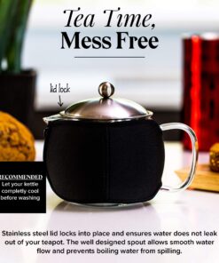 Teapot with Infuser for Loose Tea - 40oz, 3-4 Cup Tea Infuser, Clear Glass Tea Kettle Pot with Strainer & Warmer - Loose Leaf, Iced Tea Maker & Brewer Standard 30 91g5C8SYnML