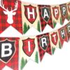 Woodland Reindeer Happy Birthday Banner Pennant Camping Party Banner 3 91g6LTWHOL