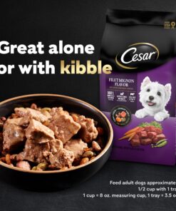 CESAR Adult Wet Dog Food Loaf & Topper in Sauce Rotisserie Chicken Flavor with Bacon & Cheese, 3.5 oz. Easy Peel Trays, Pack of 24 3.5 Ounce (Pack of 24) 29 91g9ddfOtLL 2