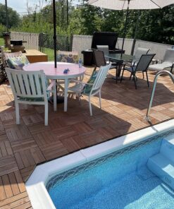 Yaheetech 27PCS Interlocking Patio Deck Tiles 12 x 12in Wood Floor Tiles Outdoor Flooring for Patio Garden Deck Poolside Brown Brown-straight 44 91gAyD384L