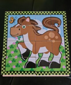 Melissa & Doug Farm Wooden Cube Puzzle With Storage Tray - 6 Puzzles in 1 (16 pcs) - Toddler Animal Puzzle -FSC-Certified Materials, 8.25 x 8.2 x 2.25 33 91gNL7xsoL