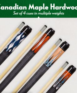 ISZY Billiards Pool Stick Set of 4. 2-Piece Cue Sticks Made from Hardwood Canadian Maple Wood in 4 Billiards Accessories Set 11 15 91gPdLOaqsL