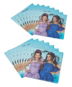 Alternative view of American Greetings Party Paper Lunch Napkins Disney Descendant 65" x 65" 16 Pcs, Measures 6.5" x 6.5", Aqua Blue