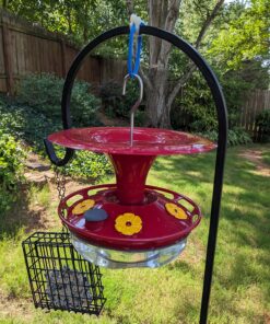 Roamwild Hanging Hummingbird Feeder for Outdoors with Double Moat Guard Technology | 5 Feeding Stations with Quick Easy Filling Port | 20 fl oz Nectar Large Capacity - Purple Petals (Yellow) Yellow 31 91gW16YCi4L