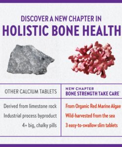 New Chapter Calcium Supplement - Bone Strength Organic Red Marine Algae Calcium - with Vitamin D3+K2 + Magnesium, 70+ Trace Minerals for Bone Health, Gluten Free, Easy to Swallow - 180 Slim Tablets 180 Count (Pack of 1) 18 91gYceldXL
