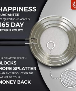 Dishwasher-Safe Splatter Screen Splash Guard for Kitchen Frying Pan Grease - Shields 99% of Stove Top from Bacon, Oil, or Deep Fryer - Easy to Clean or Store - Foldable Heat-Resistant Silicone Handle 26 91gc6tmwwdS