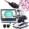 AmScope B120C-E1 40X-2500X LED Biological Binocular Compound Microscope with 3D Double Layer Mechanical Stage + 1.0 MP USB Digital Camera Imager 1.0 MP Camera 16 91geMIv8u7L