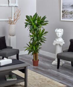 Nearly Natural - 6584 62in. Corn Stalk Dracaena Silk Plant (Real Touch), 24" x 28" x 62", Green artificial plant 36 91geg9WbpbL