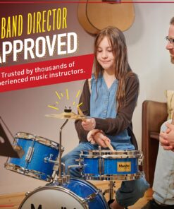 Mendini By Cecilio Kids Drum Set - Junior Kit w/ 4 Drums (Bass, Tom, Snare, Cymbal), Drumsticks, Drum Throne - Beginner Drum Sets & Musical Instruments Sky Blue 13-inch 25 91ggA9pMLnS