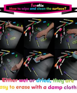 Liquid Chalk Board Window Markers - 8 Pack Erasable Pens Great for Chalkboards - Non Toxic Safe & Easy to Use Neon Bright & Vibrant Colors for All Ages Funatix 20 91gkGdULgrL