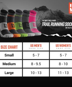 MudGear Quarter Crew Trail Running Socks - Crew Length Socks, Men and Women - Running, Hiking, Cycling, and More, 2-Pack Large Gray/Black 13 91gpN2IVdES