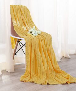 NTBAY 100% Pure Cotton Cable Knit Throw Blanket, Super Soft Warm 51x67 Knitted Throw Blanket for Couch, Sofa, Chair, Bed - Extra Cozy, Machine Washable, Comfortable Home Decor, Yellow Throw(51"x67") 22 91h4UEZRpiL