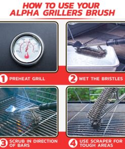 Grill Brush - Grill Cleaner Brush Grill Accessories for Outdoor Grill - Safe BBQ Brush for Grill Cleaning - Heavy Duty 17" Grill Brushes Grill Brush with Scraper 31 91hCDghLh1L