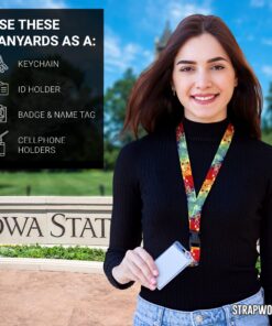 Moose Pet Wear Iowa State Cyclones Lanyard - Satin Keychain Necklace, Iowa State ID Badge Holder – 3/4 Inch, Tye Dye Logo on Tie Dye 8 91hCvnZTIL