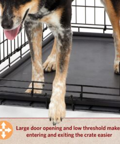 Medium Dog Crate | MidWest Life Stages 30" Double Door Folding Metal Dog Breed Crate | Divider Panel, Floor Protecting Feet & Dog Pan | 30.6L x 19.3W x 21.4H Inches 30.6"L x 19.3"W x 21.4"H Lifestages; Double Door 27 91hEHU84flL