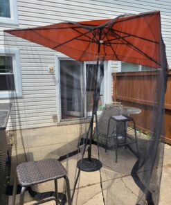 Patio Umbrella Mosquito Netting - Polyester Mesh Screen with Zipper Opening and Water Tube at Base to Hold in Place - Helps Protect from Mosquitoes - Fits 9FT Umbrellas and Patio Tables - Black 53 91hMYBQHV8L