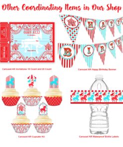 Carousel LARGE Invitations AR - 20 Invitations 20 Envelopes - Carnival Invitations - Circus Invitations 8 91hMrUX59LL