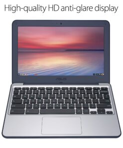 ASUS Chromebook C202 Laptop- 11.6" Ruggedized and Spill Resistant Design with 180 Degree Hinge, Intel Celeron N3060, 4GB RAM, 16GB eMMC Storage, Chrome OS- C202SA-YS02 Dark Blue, Silver 11.6" HD 36 91hQ7OZ0ogL
