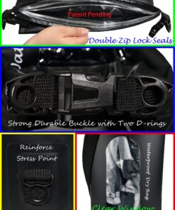 Freegrace Waterproof Dry Bags Set Of 3 Dry Bag With 2 Zip Lock Seals & Detachable Shoulder Strap, Waist Pouch & Phone Case - Can Be Submerged Into Water - For Swimming (Black(Window), 10L) Black(Window) 11 91hT10fdwML
