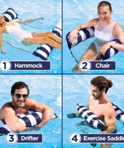 Aqua Original 4-in-1 Monterey Hammock Pool Float & Water Hammock – Multi-Purpose, Inflatable Pool Floats for Adults – Patented Thick, Non-Stick PVC Material Blue Navy - Hammock 22 91hTf0bNKBL