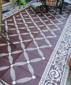 Stylish Camping 119187 9-feet by 18-feet Reversible Mat, Plastic Straw Rug, Large Floor Mat for Outdoors, RV, Patio, Backyard, Picnic, Beach, Camping (Brown/Beige) 9x18 Brown/Beige 32 91hpARwIRZL