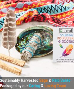 Smudge Kit - White Sage, Palo Santo, Abalone Shell, Smudging Feather, for Healing, Purifying, Meditating & Incense (Essentials) 27 91hsC aFvPL 1
