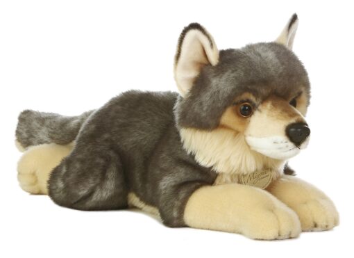 Aurora® Adorable Miyoni® Wolf Stuffed Animal - Lifelike Detail - Cherished Companionship - Gray 16 Inches