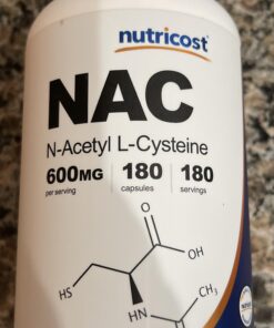 Nutricost N-Acetyl L-Cysteine (NAC) 600mg, 180 Capsules - Non-GMO, Gluten Free Unflavored 180 Count (Pack of 1) 17 91i79BLWVQL