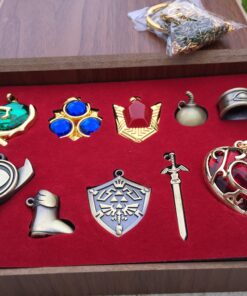 The Legend of Zelda Twilight Princess & Hylian Shield & Master Sword finest collection sets keychain/necklace/jewelry series Red-10set 41 91i9AH2hznL