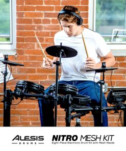 Alesis Nitro Mesh Kit - Electronic Drum Set with Quiet Mesh Pads, USB MIDI, Kick Pedal and Rubber Kick Drum, 40 Kits, 385 Sounds, Drum Lessons 1st Generation 44 91i9HR2rgAL