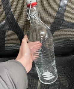 Bormioli Rocco Officina Water Bottle | 37.25 oz, Italian Glass Pitcher | Airtight Seal & Metal Clamp | Easy To Carry Handle, Dishwasher Safe & Eco-Friendly | Safe For Infused & Carbonated Drinks 38 91iE4Y2PEL