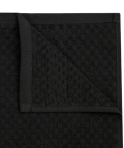 Cotton Craft - 8 Pack - Euro Cafe Waffle Weave Terry Kitchen Towels - 16x28 Inches -Black - 420 GSM quality -Ringspun 2 Ply Cotton - Highly Absorbent Low Lint - Multi Purpose Black 23 91iKDOAGa2S
