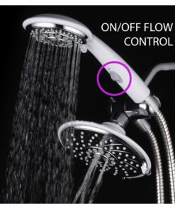 HotelSpa 30-Setting Ultra-Luxury 3 Way Rainfall Shower-Head/Handheld Shower Combo with Patented ON/OFF Pause Switch (Dual White/Chrome Finish) 5 ft Hose Chrome & White 19 91iSRxdzBZL