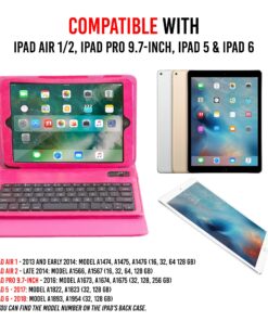 Alpatronix iPad Case with Keyboard, 9.7 inch KX130 Leather iPad Cover w/Detachable Wireless Bluetooth Keyboard Compatible w/Apple iPad 6 (2018), iPad 5 (2017), iPad Pro 9.7 & iPad Air 2/1 – Pink iPad 6/5, iPad Pro 9.7", iPad Air 2/1 (9.7-inch) 20 91iXiRE3CJL