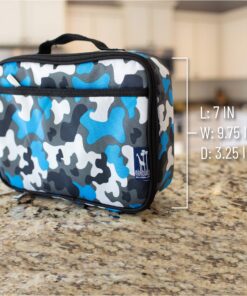 Wildkin Kids Insulated Lunch Box Bag for Boys & Girls, Reusable Kids Lunch Box is Perfect for Early Elementary Daycare School Travel, Ideal for Hot or Cold Snacks & Bento Boxes (Blue Camo) Blue Camo 19 91idABr yrL
