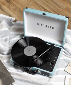 Victrola Vintage 3-Speed Bluetooth Portable Suitcase Record Player with Built-in Speakers | Upgraded Turntable Audio Sound| Includes Extra Stylus | Turquoise, Model Number: VSC-550BT-TQ 29 91ijBsuzl5L