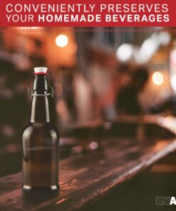 Ilyapa 16 Ounce Amber Swing Top Glass Beer Bottles for Home Brewing - Carbonated Drinks, Kombucha, Kefir, Soda, Juice, Fermentation, 12 Pack Glass Bottle with Airtight Rubber Seal Flip Caps 16oz 16 91im6KT9LWL