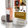 Lifestyle Dynamics The Original SpiceCrafts Salt and Pepper Grinder Set, Stainless Steel with Recipe eBook & Guide, Pure Ceramic Grinders, Dual Mill 44 91ir 5UboSL
