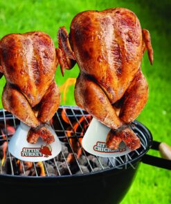Sittin' Chicken & Turkey Ceramic Beer Can Roaster & Steamer Combo Pack- Easily Infuse flavors Into Your Meat- Wide Ceramic Base for Oven Or Grill Use- Great Meal Prep Accessories for BBQing & Grilling 22 91isspYcqwS