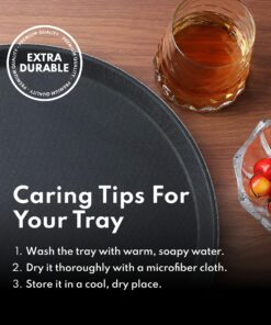 New Star Foodservice 25217 Restaurant Grade Non-Slip Tray, Plastic, Rubber Lined, Round (16-Inch, Black) Classic 16-Inch 15 91itKxivXrL